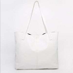 ASOS White Leather Shopper Bag